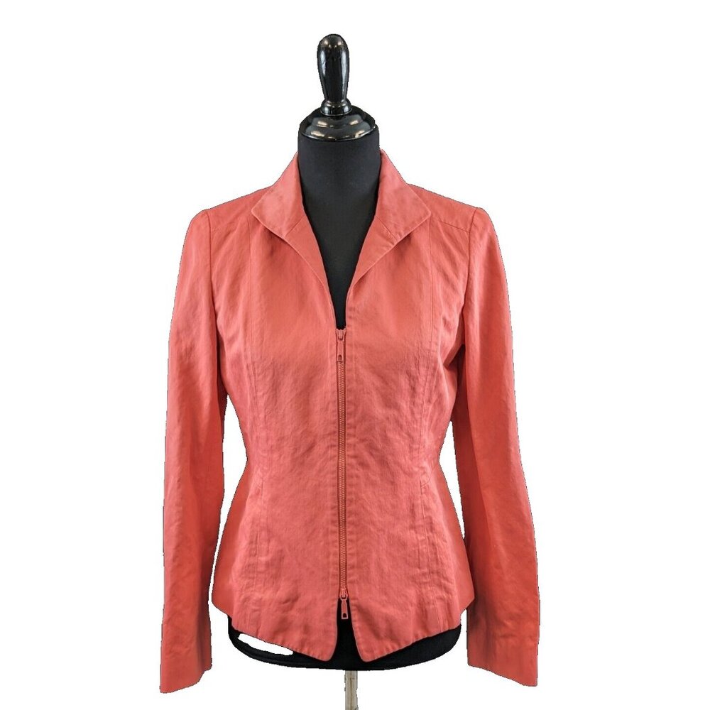 Lafayette 148 Size 4 Salmon Colored Cotton Blend Jacket Zip Front